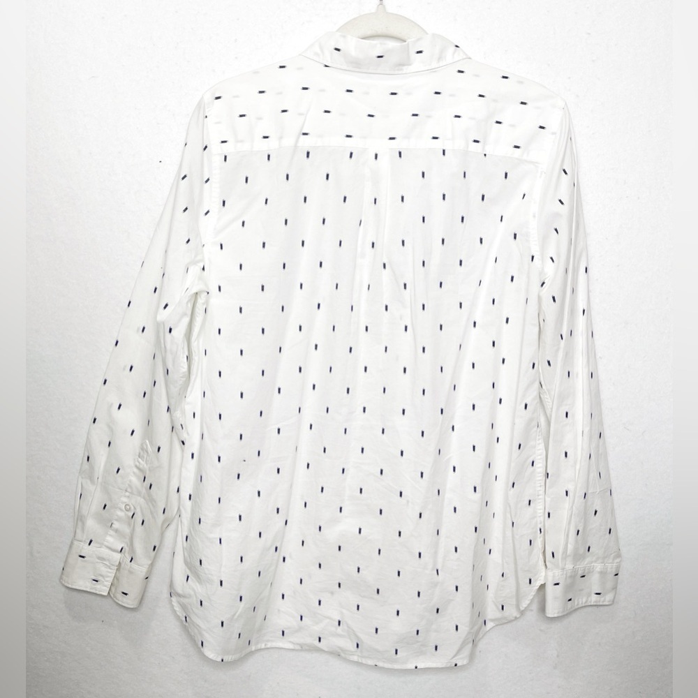 Garnet Hill 100% Organic Pima Cotton White Black Relaxed Shirt Size 12 - Picture 4 of 7